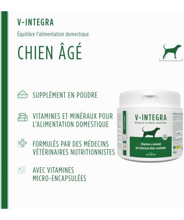 V-INTEGRA Senior Dog - Complete Supplement Rich in Vitamins and Minerals for the Homemade and Barf Ration of Senior Dogs - 500 g - Made in Italy - Buy Online on GoSupps.com