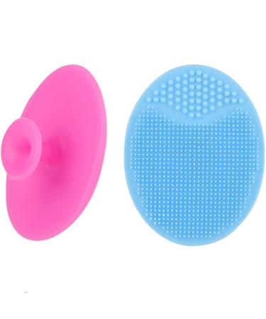 Face Scrubber,2 Pack Soft Silicone Scrubbies Facial Cleansing Pad Face Exfoliator Face Scrub Face Brush Silicone Scrubby for Massage Pore Cleansing Blackhead Removing Exfoliating,Cool Gift for Girl Rose Pink+blue2 Pack