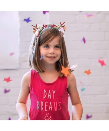 Minkissy Christmas Antler Headband Reindeer Ear Hair Hoop Christmas Floral Hairband Xmas Party Head Piece for Women Girls(Pattern 3) - Buy Online on GoSupps.com