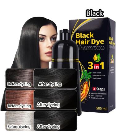  HADAVAKA 500 ml Black Hair Dye Shampoo Instant Hair Colouring Semi-Permanent Hair Dye 3-In-1 Shampoo For Men and Women Restore Hai - Buy Online on GoSupps.com