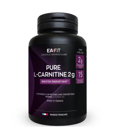 Pure L-Carnitine EAFIT - Energy Booster Improves Performance in Sports and Bodybuilding - L-Carnitine 2000 mg 90 Capsules - For Pre-Workout - Vitamin B6