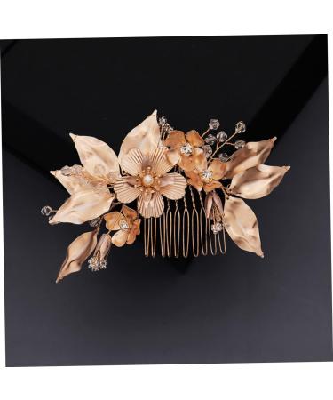 Ipetboom Golden Flower Hair Comb Bridal Hair Side Comb Womens Barrettes for Hair Pearl Bead Hair Pins Bridal Hair Clip Comb Wedding Hair Comb Crystal Accessories Bride European and American - Buy Online on GoSupps.com