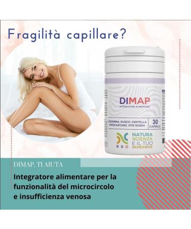 DIMAP Circulation Jambes Gonfl es et Varices | Diosmina 500 mg Centella Rusco | 30 Capsules | Compl ment pour Lourdeur Microcirculation et Capillari | Fabriqu en Italie - Buy Online on GoSupps.com