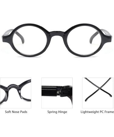 JM Set of 5 Round Reading Glasses | Spring Hinge Eyeglasses for Women & Men | +2.25 Magnification | Black Tortoise & Clear Styles - Buy Online on GoSupps.com