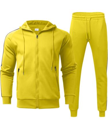 Shop Hanxiulin Men's Training Suits | Casual Zipper Hooded Jacket & Jogging Suit - Yellow 3XL | Perfect Sports Clothing for Running & Leisure - Buy Online on GoSupps.com