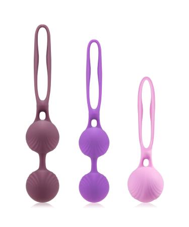 Kegel Balls for Tightening Doctor Recommended Bladder Control with 3 Kegal Exercise Weights Labor Prep & Recovery Incontinence Pelvic Floor Strengthening Device Ben Wa Balls (Violet)