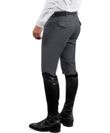 Ovation Men's EuroWeave DX 4-Pocket Full Seat Breeches, Charcoal Grey - Size 34 Regular - Buy Online on GoSupps.com