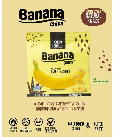 GenFruit Banana Chips Original Flavor - Unsweetened Dried Slices | Vegan, Gluten Free, Non-GMO | No Preservatives | High Potassium | 1.58 oz (Pack of 10) - Buy Online on GoSupps.com