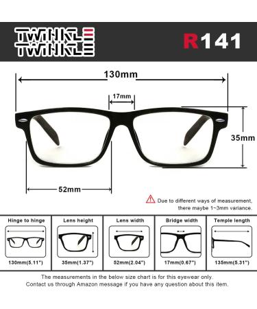 TWINKLE TWINKLE Reading Glasses Men Women Readers - Lightweight Comfort Spring Hinge Eyeglasses R141 (2 Pairs Black +3.50) - Buy Online on GoSupps.com
