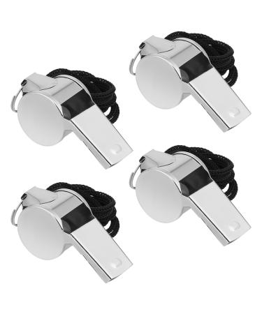 Giantree 4 pieces of stainless steel sports pipes pipe referee whistle with a litical lane loud clear sound loud clear sound for coaches school sports football dog training