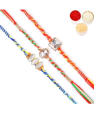Ghasitaram Gifts Rakhi for Brother Rakhis Online - Set of 3 6300 6371 6400 Fancy Rakhis