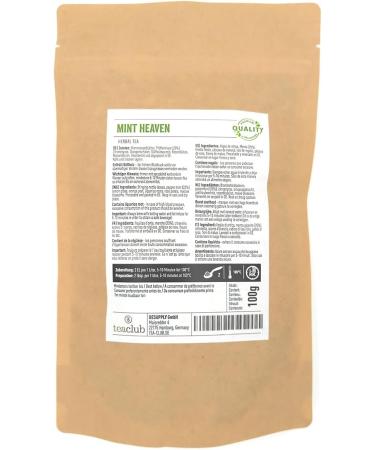 TeaClub Tisane alcalinisante en vrac 100g m lange de tisanes avec ortie citronnelle menthe bien- tre Mint Heaven - Buy Online on GoSupps.com