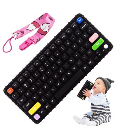 Besosay Baby Keyboard Teething Toys for Babies 0-3  0-6  6-12 Months | Soft Silicone Baby Keyboard Teethers Toys | Baby Fidget Toys 0-6 Months | Infant Teether Pacifier for Breastfeeding Baby Boy Girl Black