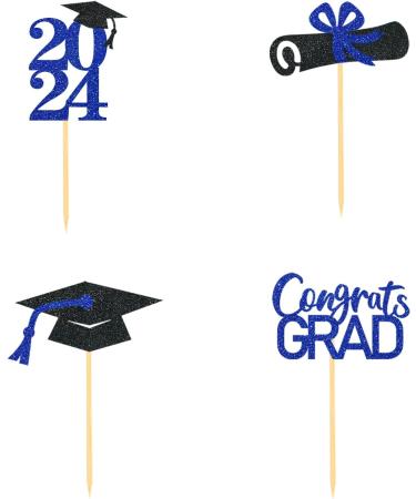 24 Pieces Sparkle 2023 Cupcake Toppers Graduation Cupcake Toppers Bachelier Hat Decoration Graduation Decoration (Black & Blue) - Buy Online on GoSupps.com