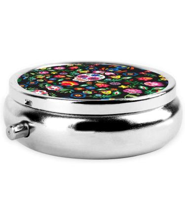 Buy Sugar and Skulls Portable Pill Box - 2.0in Round Metal Storage for Travel | International Shipping - Buy Online on GoSupps.com