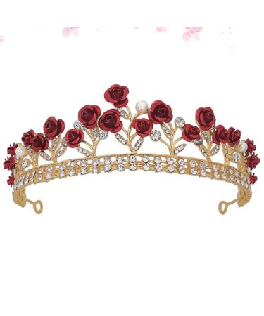 Lurrose Bridal Head Jewelry - Rose Design Wedding Hair Crown Rhinestone Tiara & Headdress for Girls - Pack of 1 - Buy Online on GoSupps.com