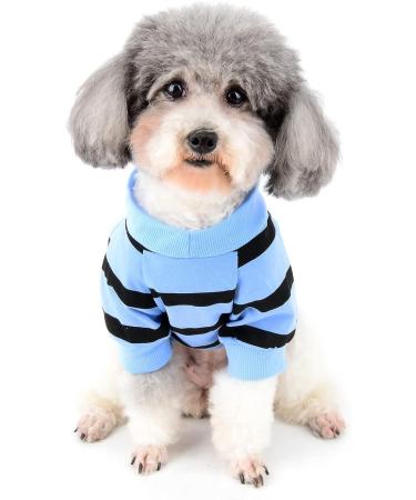 Zweitea Summer Dog Shirts for Small Dogs | Striped Cotton T-Shirts & Sweatshirts | Cute Puppy Clothes & Chihuahua Clothing in Blue XS - Buy Online on GoSupps.com