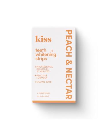 Kiss Professional Result Teeth Whitening Strips 42 Strips Up to 5 Shades Whiter in 7 Days Peroxide Formula Enamel-Safe (21 Treatments Peach & Nectar) Peach & Nectar 42 count (Pack of 1)