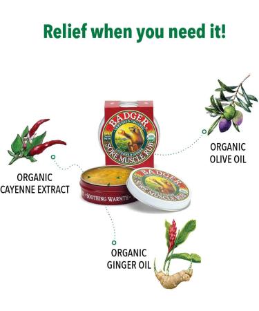 Badger Organic Sore Muscle Rub with Cayenne & Ginger - 2 oz for Pain Relief - Buy Online on GoSupps.com