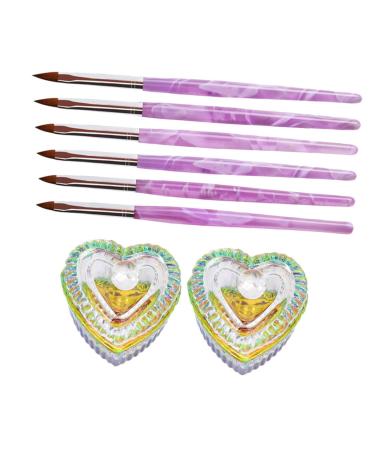 Beavorty 1 Set nail art crystal cup containers with lids nail brush for acrylic application nail art brush container with lid nail dip kits nail painting pen with cover Glass nail polish