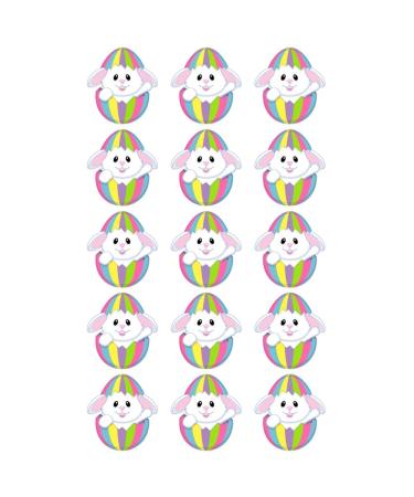 15 x Easter Bunny in Egg Edible Wafer or Icing Cupcake Toppers Fun Colourful Party Cake Decorations Perfect For Brownies Cookies Muffins & More! (Edible Wafer Card)