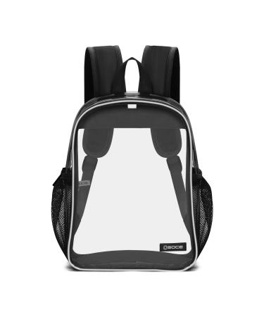 OSOCE Black Mini Clear Backpack Heavy Duty,Clear Bag Stadium Approved,PVC Transparent Clear Book Bag with Adjustable Shoulder Straps for Security Work Concert Festival Travel Black 1.0 Small