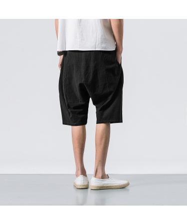 Men's Golf Shorts - Casual Cotton Linen Bloomers for Yoga - Black XL - Buy Online on GoSupps.com