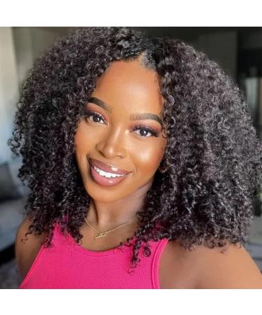 Nadula U Part Kinky Curly Glueless Wigs Upgrade U Part Human Hair Wig Side Part Curly Wig Beginner and Friendly No Glue No Leave Out Natural Scalp 150% Density 16inch 16 Inch Upart KC Natural