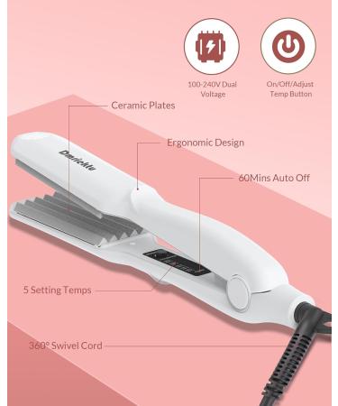 Dmriektu Hair Crimper for Women - Volumizing Crimping Iron with Adjustable Temp Dual Voltage & Auto Off - Perfect for Fluffy Hairstyles - Buy Online on GoSupps.com