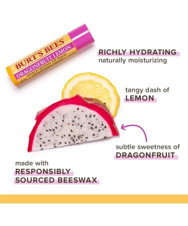 Burt's Bees 100% Natural Origin Moisturizing Lip Balm Dragonfruit Lemon with Beeswax & Fruit Extracts Blister - Buy Online on GoSupps.com
