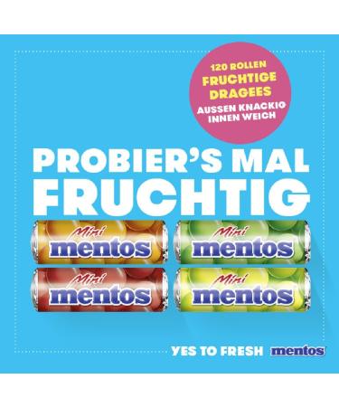 Mentos Mini Fruit Mix Bucket - 120 Vegan Chewing Tonbons in Orange Strawberry Apple & Lemon Flavors - Ideal Snack for Every Occasion - Buy Online on GoSupps.com