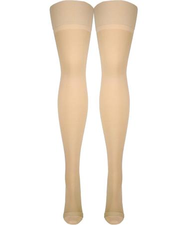 Truform 20-30 mmHg Thigh High Compression Stockings for Men & Women - Open Toe Beige X-Large - Best Support & Comfort - Buy Online on GoSupps.com