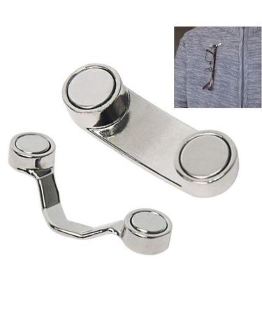 2 Pcs Magnetic Clip On Eyeglass Holder Magnetic Eyeglass Holder Stainless Steel for Holding Sunglasses Safety Eyeglasses Reading Eyeglasses Earbud Wire Earphones and Other Gadgets