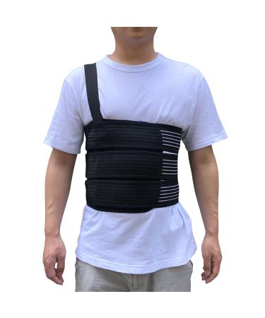 Rib Belt Chest Binder for Broken Injury Ribs, Elastic Rib Brace Compression Support to Reduce Rib Cage Pain, Breathable Chest Protector Wrap for Cracked, Fractured, Dislocated and Post-Surgery Ribs (L (33" to 43"))
