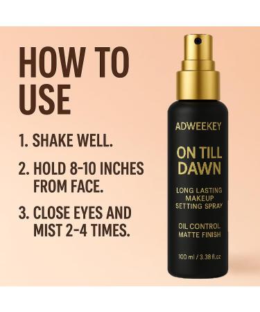 On Till Dawn Makeup Setting Spray Long-Lasting Matte Finish Oil-Control Formula Fast-Drying Mist for All-Day Wear 100ml (3.38 fl.oz) - Buy Online on GoSupps.com