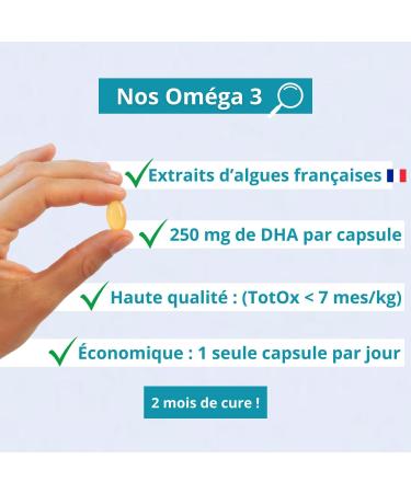 Omega 3 DHA | Seaweed Oil - Natural - Ultra Pure | Vegan | 60 capsules | 250 mg DHA/Capsule | Made in France | Argalys Essentials - Buy Online on GoSupps.com
