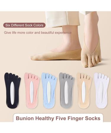 6 Pairs Women's Toe Socks for Bunions - Low Cut Non-Slip Breathable Bunion Corrector USA Made Five Finger Socks - Buy Online on GoSupps.com