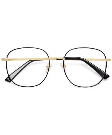 SOJOS Designer Women Blue Light Blocking Glasses Stylish Flat Eyewear AURORA SJ1137 with Black&Gold Frame/Anti-Blue Light Lens