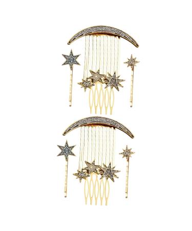 Didiseaon 2 Sets Star Moon Hairpin Guitar Tremolo Springs Wedding Headpiece for Bride Bridal Headpiece Hair Style Wedding Decor Hair Clip for Hair Decor Bridesmaid Comb Rhinestones Alloy