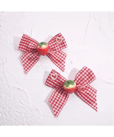Sweet Cute Strawberry Hair Bow Clips Barrettes for Teen Girls - Pink Lace Hair Decoration and Accessories - Alligator Braid Ornaments (Style2) - Buy Online on GoSupps.com