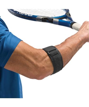 Cho-Pat Tennis Elbow Support Strap  Adjustable Compression Forearm Support for Tennis Elbow Treatment  Overuse Syndromes  and Muscle Strains  Medium  Made in the USA Black Medium (Pack of 1)