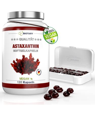 Biotary Astaxanthin 12mg 8 monthly supply 120 softgel capsules vegan with vitamin E inclusive pills box high bioavailability haematococcus pluvialis super-antioxidant 120 pieces (1 Pack) - Buy Online on GoSupps.com
