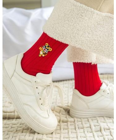 Chinese New Year Red Tiger Embroidered Women's Cotton Socks 2022 - Size 36-40 (Style 2) - Buy Online on GoSupps.com