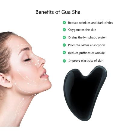 100% Natural Black Heart-Shaped Gua Sha Stones for Face Eyes & Neck - Massage Tool for Skin Care & Relaxation - Buy Online on GoSupps.com