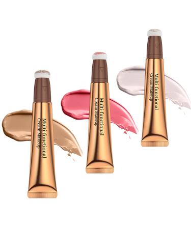 Reddhoon Contour Beauty Wand, Liquid Face Concealer Contouring/Highlighter/Blusher Stick with Cushion Applicator, Long Lasting Smooth Natural Matte Finish, Lightweight Blendable Super Silky Cream Contour Stick (Fair Medium Contour+Pink Blush+White Highlig - Buy Online on GoSupps.com