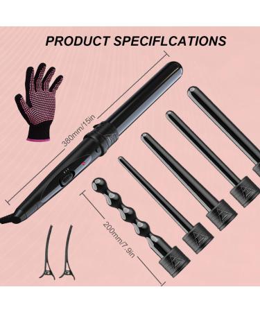 6 in 1 Wand Curling Iron Set - Interchangeable Ceramic Barrels Instant Heat Heat Protective Glove & Clips - Perfect for Beginners - Buy Online on GoSupps.com