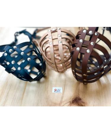 Genuine Leather Dog Muzzle for American Bully Bully XL and other similar snout (Natural Leather AB4) Natural Leather AB4 - Buy Online on GoSupps.com