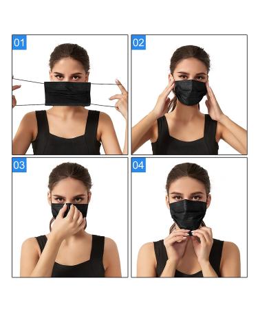 100PCS Black Disposable Face Mask 3 Ply Filter Protection Breathable - Pack of 100 - Buy Online on GoSupps.com