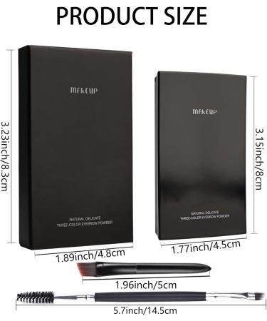 Eyebrow Powder Makeup Kit-3 Colors Eye Brow Tinted Powder Palette Long-Lasting Waterproof Dark/light Brown Brow Filler Fill & Sculpt Full Eyebrows for Women With Mirror Brow Brush & Tool-Set 02 - Buy Online on GoSupps.com