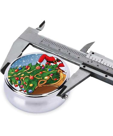 Merry Xmas Mini Round Pill Box | 3 Compartment Portable Pill Organizer for Travel Home & Office Use - Buy Online on GoSupps.com